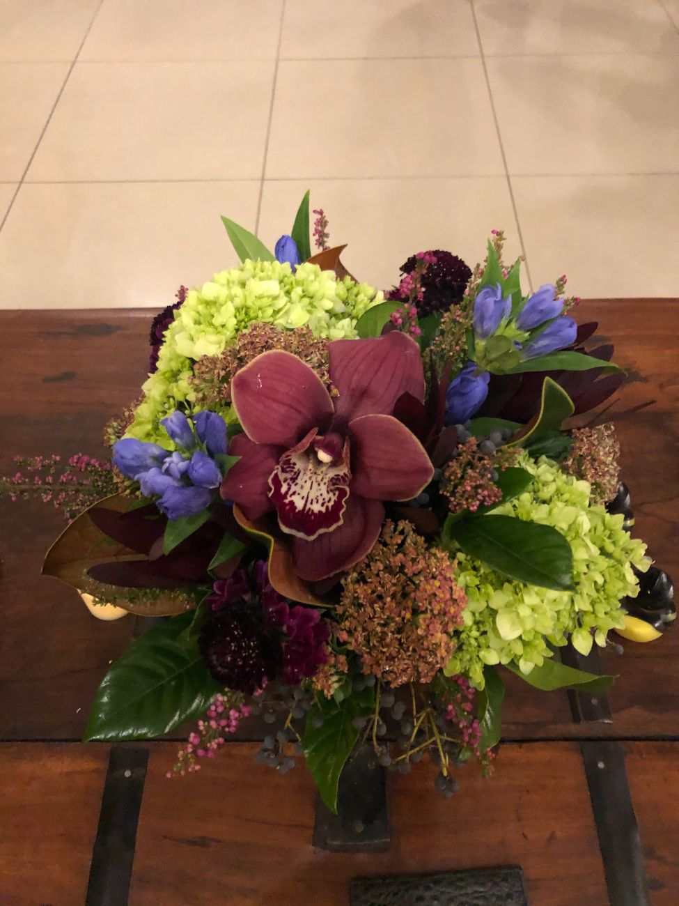 Moody orchid arrangement, The Sunset, by Flor de Mizpa